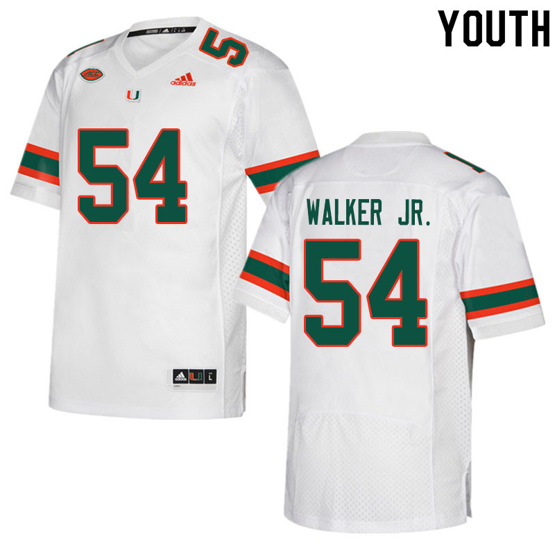 Youth #54 Issiah Walker Jr. Miami Hurricanes College Football Jerseys Sale-White - Click Image to Close